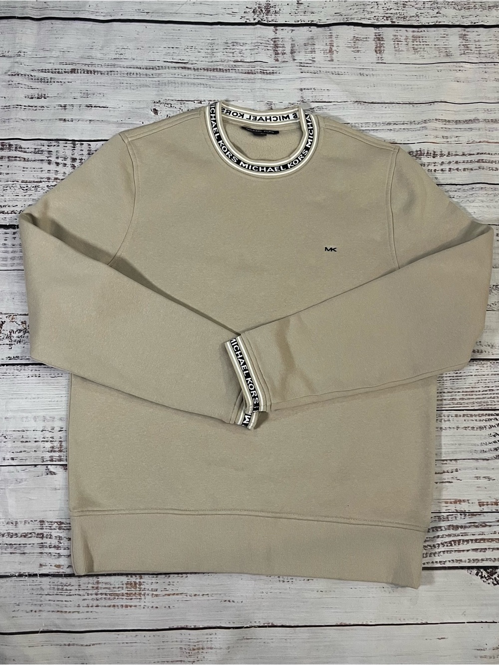 Michael Kors Logo-Trim Cotton-Blend Sweatshirt Beige Men’s Size L